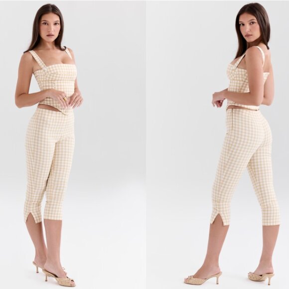House of CB 'Lottie' & 'Carella' Gingerbread Gingham Capri Set NWT - Picture 5 of 9